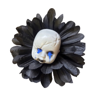 GOTHIC BLACK FLOWER DOLL FACE HAIR CLIP